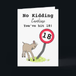 Funny goat 18th verjaardagskaart kaart<br><div class="desc">Je moet een grapje maken - je hebt 18 geslagen? Een glimlach op een gezicht met deze grappige 18e verjaardagskaart met geit pun! Klik gewoon om u aan te passen.</div>