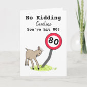 Funny goat 80th verjaardagskaart kaart (Voorkant)