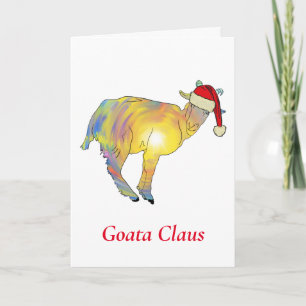 Funny Goat a Claus Kerstmis humor Kaart