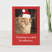Funny Goat and Santa Hat Kerstmis Kaart (Voorkant)