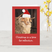 Funny Goat and Santa Hat Kerstmis Kaart (Gele Bloem)