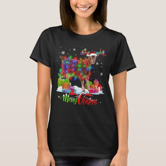 Funny Goat Animal Merry-kerstfeest T-shirt (Voorkant)