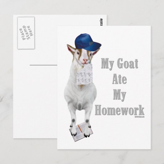 Funny Goat Ate Mijn thuiswerk Briefkaart (Voorkant / Achterkant)