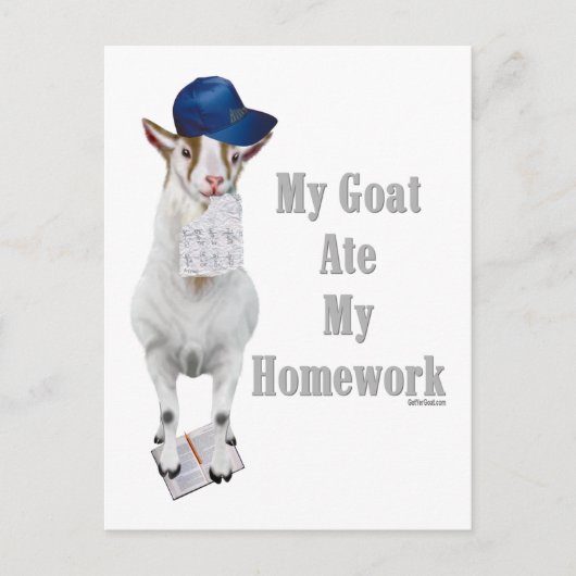 Funny Goat Ate Mijn thuiswerk Briefkaart (Voorkant)