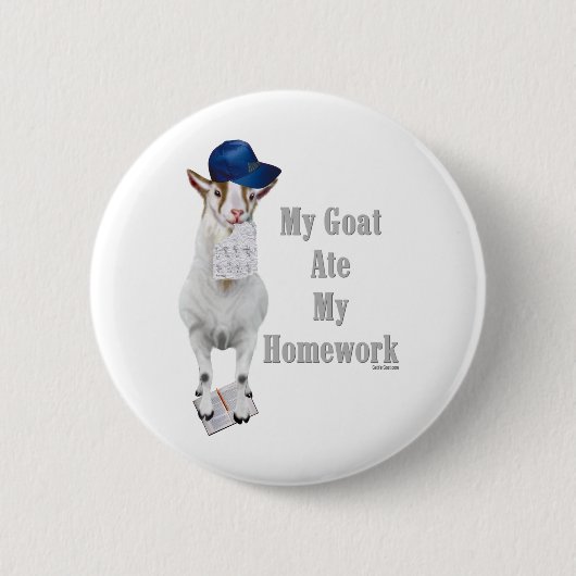 Funny Goat Ate Mijn thuiswerk Ronde Button 5,7 Cm (Voorkant)