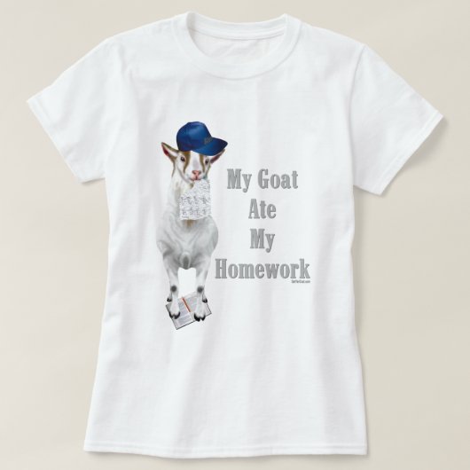 Funny Goat Ate Mijn thuiswerk T-shirt (Design voorkant)