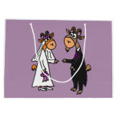 Funny Goat Bride en Groom Wedding Groot Cadeauzakje (Achterkant)