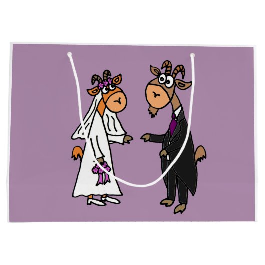 Funny Goat Bride en Groom Wedding Groot Cadeauzakje (Achterkant)