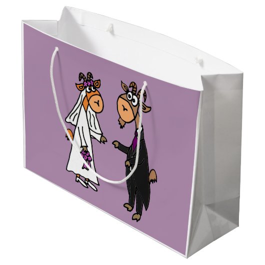 Funny Goat Bride en Groom Wedding Groot Cadeauzakje (Achterkant Gekanteld)