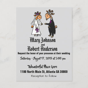 Funny Goat Bride en Groom Wedding Invitation Uitnodiging Briefkaart