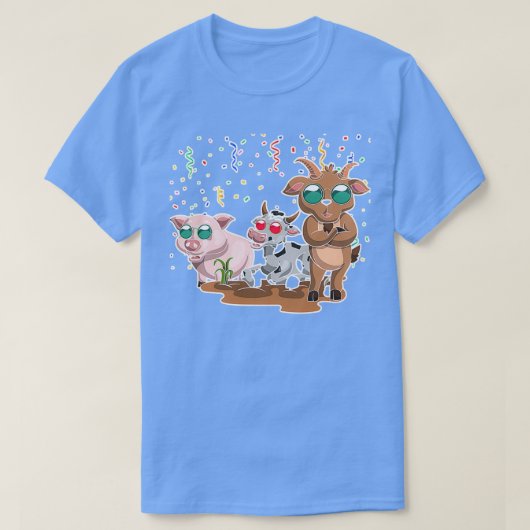 Funny Goat Cool Pig Sunbril Koe T-shirt (Design voorkant)