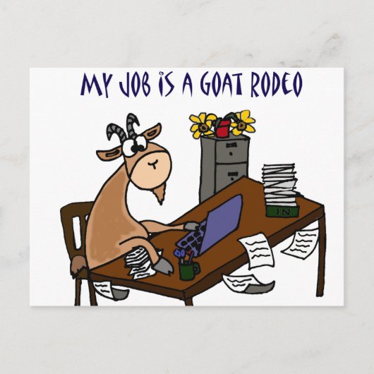 Funny Goat Desk Goat Rodeo Job Humor Briefkaart (Voorkant)