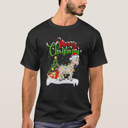 Funny Goat Dierenvriend Xmas Lighting Goat Christm T-shirt (Voorkant)