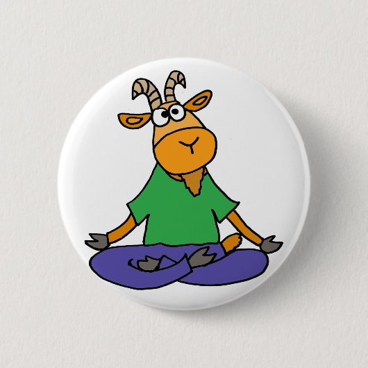 Funny Goat Doing Lotus Position Yoga Ronde Button 5,7 Cm (Voorkant)