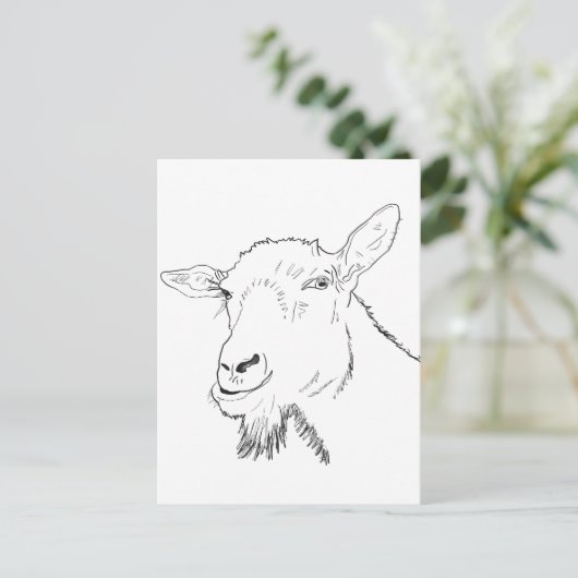 Funny Goat Drawing Briefkaart (Staand voorkant)