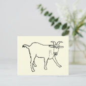Funny Goat Drawing Quirky Cartoon Animal Art Briefkaart (Staand voorkant)