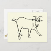 Funny Goat Drawing Quirky Cartoon Animal Art Briefkaart (Voorkant / Achterkant)