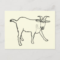 Funny Goat Drawing Quirky Cartoon Animal Art