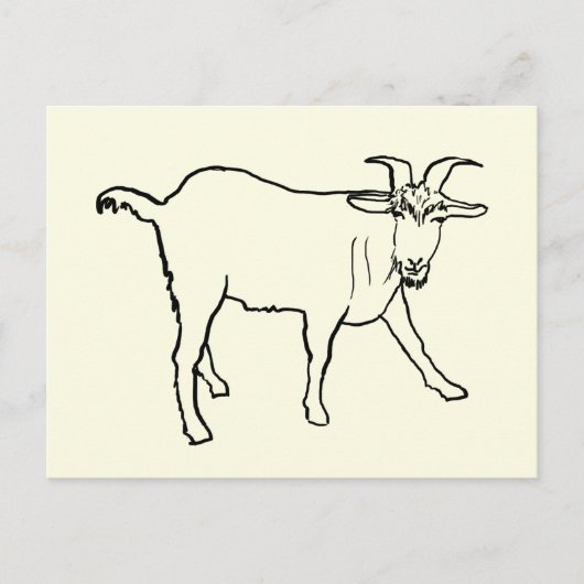 Funny Goat Drawing Quirky Cartoon Animal Art Briefkaart (Voorkant)