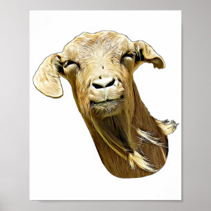 Funny Goat Face Boerderij Dierlijk digitaal kunsts Poster