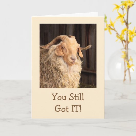 Funny Goat Handsome Devil Birthday Kaart (Gele Bloem)