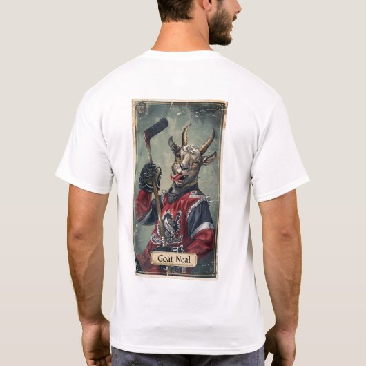 Funny Goat Hockey Player Upper Deck Trading Kaart T-shirt (Achterkant)