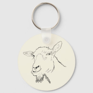 Funny Goat Line Drawing Animal Art Design Sleutelhanger