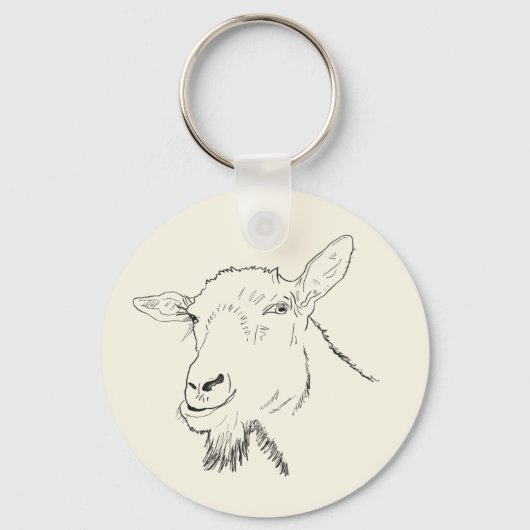Funny Goat Line Drawing Animal Art Design Sleutelhanger (Voorkant)