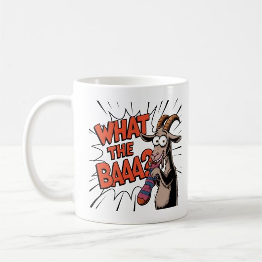 Funny Goat Meme - "Wat is de BAAA?" Hilarious Anim Koffiemok (Links)