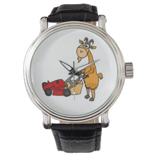 Funny Goat Pushing Lawn Mower Wristwatch Horloge