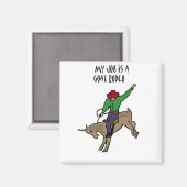 Funny Goat Rodeo Job Humor Cartoon Magneet (Voorkant / Achterkant)