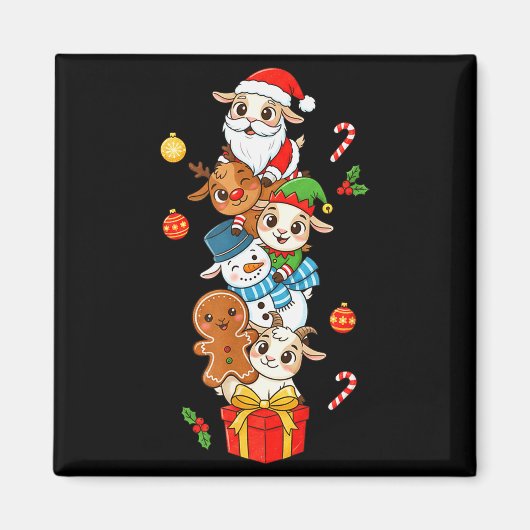 Funny Goat Santa Elf Snowman Christmas Womens Mens Magneet (Voorkant)