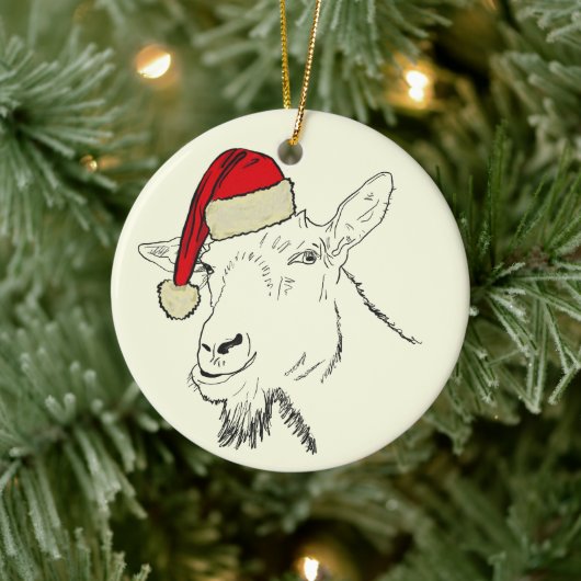 Funny Goat santa Keramisch Ornament (Boom)