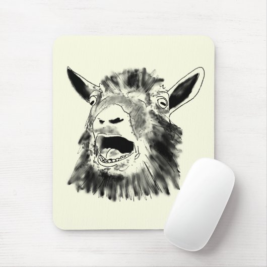 Funny Goat schreeuwt tekening Quirky Animal Art Muismat (Met muis)