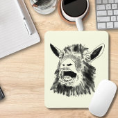 Funny Goat schreeuwt tekening Quirky Animal Art Muismat