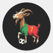 Funny Goat Soccer Football Graphic Mannen Vrouwen  Ronde Sticker (Voorkant)