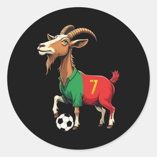 Funny Goat Soccer Football Graphic Mannen Vrouwen Ronde Sticker (Voorkant)
