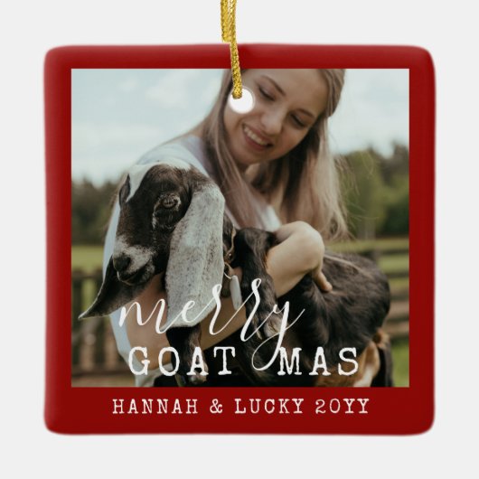 Funny Goat Specialized Photo Boerderij Pet Kerstmi Keramisch Ornament (Voorkant)
