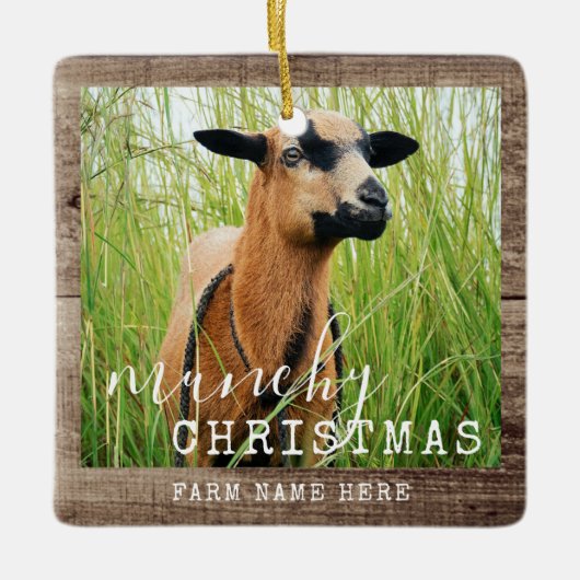 Funny Goat Specialized Photo Munchy-kerstkaart Keramisch Ornament (Voorkant)