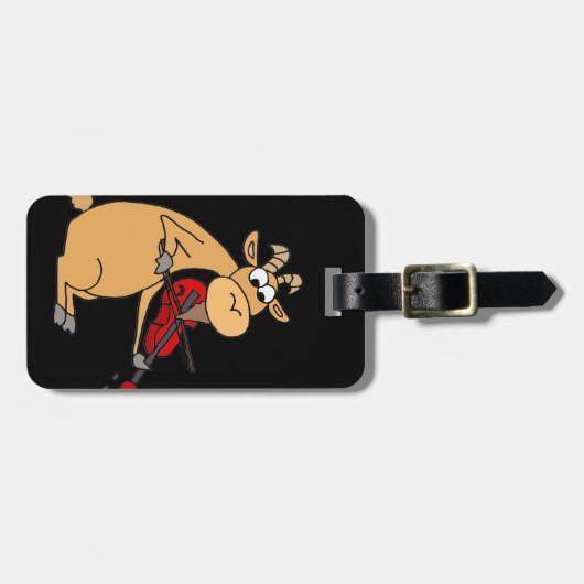 Funny Goat Speling Fiddle Cartoon Bagagelabel (Voorkant horizontaal)