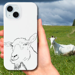 Funny Goat Stylish Line Drawing Animal Art Design iPhone 15 Case