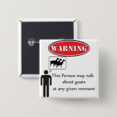 Funny Goat Warning Vierkante Button 5,1 Cm (Voorkant /achterkant)
