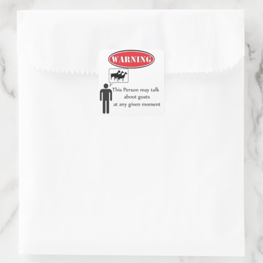 Funny Goat Warning Vierkante Sticker (Tas)