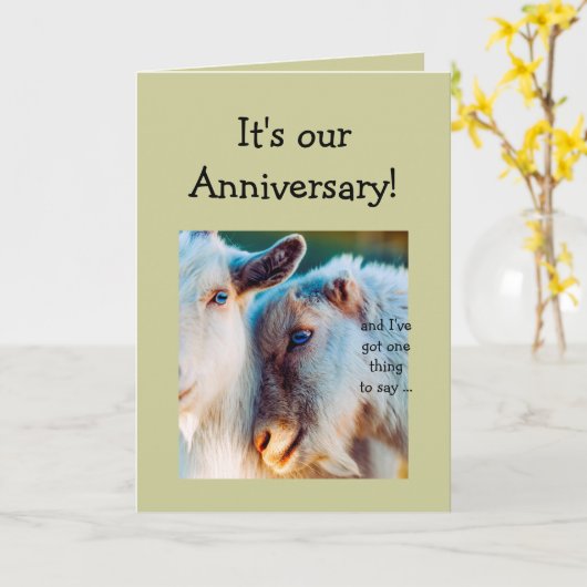 Funny Goats Jubileum Cartoon echtgenoot of partner Kaart (Gele Bloem)
