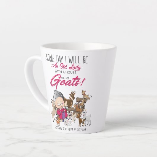 Funny Goats - Old Lady House vol met geiten Latte Mok (Linkerhoek)