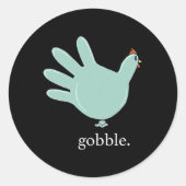 Funny Gobble Turkey Glove Medical Nures Thanksgivi Ronde Sticker (Voorkant)