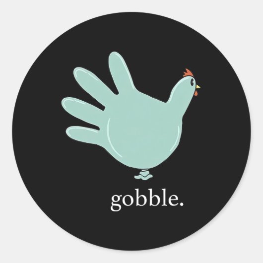 Funny Gobble Turkey Glove Medical Nures Thanksgivi Ronde Sticker (Voorkant)