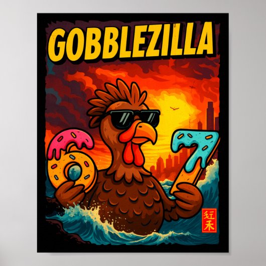 Funny Gobblezilla Meme Thanksgiving And 6-7 Christ Poster (Voorkant)
