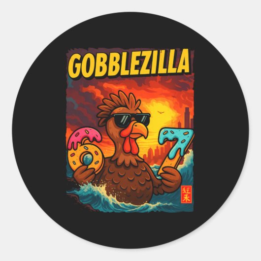 Funny Gobblezilla Meme Thanksgiving And 6-7 Christ Ronde Sticker (Voorkant)