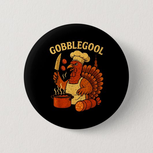 Funny Gobbol Italian Gobble Turkey Day Fall Thanks Ronde Button 5,7 Cm (Voorkant)